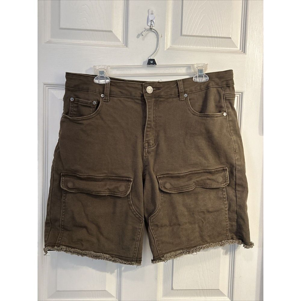 EPTM Green Denim Cutoff Cargo Shorts Men Size 34/L‎